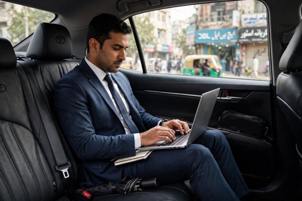 Business travel car rental in Karachi with professional chauffeur